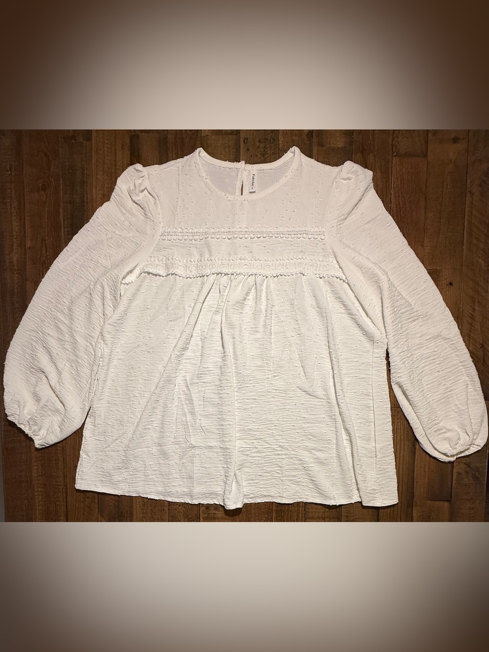 Falechay White Eyelet Long Sleeve Tunic Top Women’s 2XL